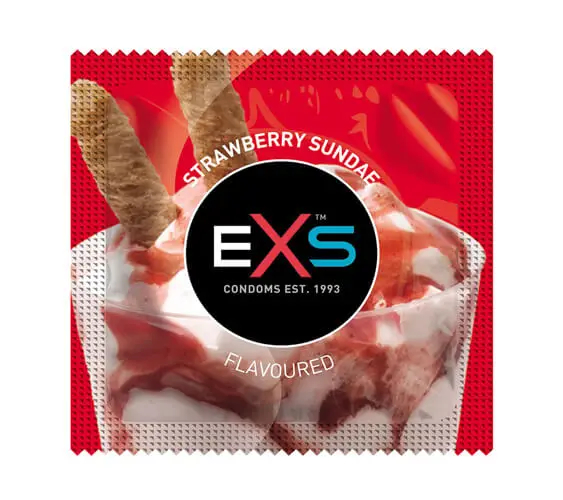 Strawberry Kondom, 10 Stk. fra Exs
