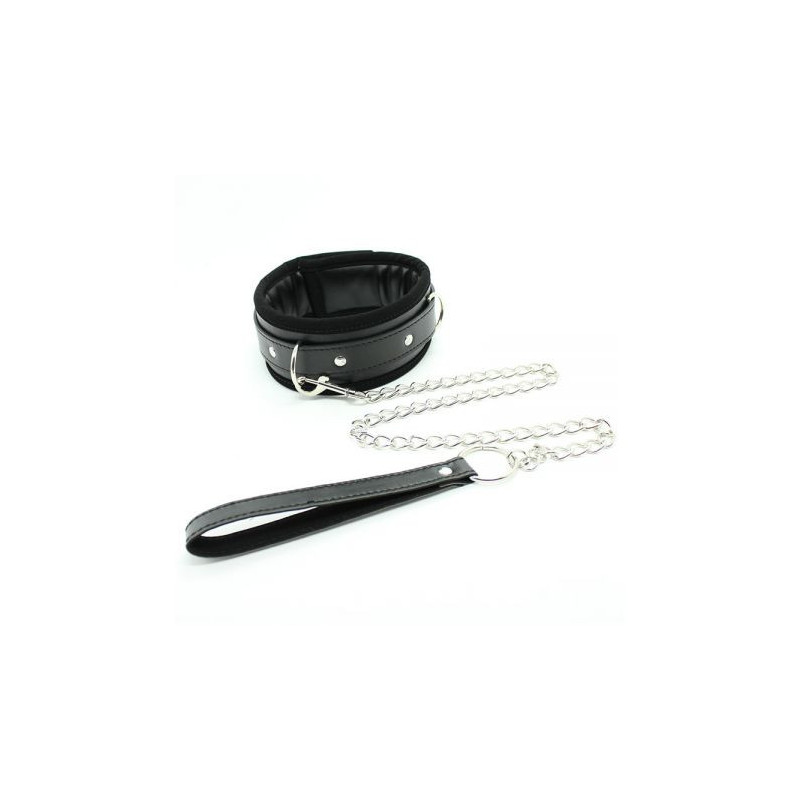 Halsbånd Padded Collar With Leash Black fra Made By Lei