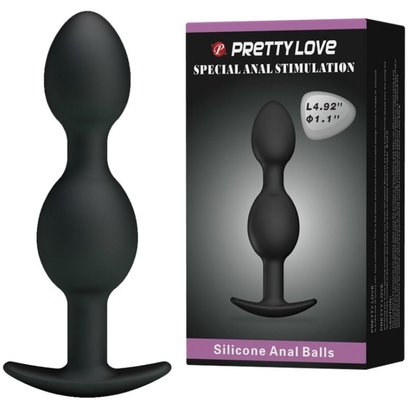 Pretty Love Bottom Silicone Anal Balls 12.5 Cm Sort
