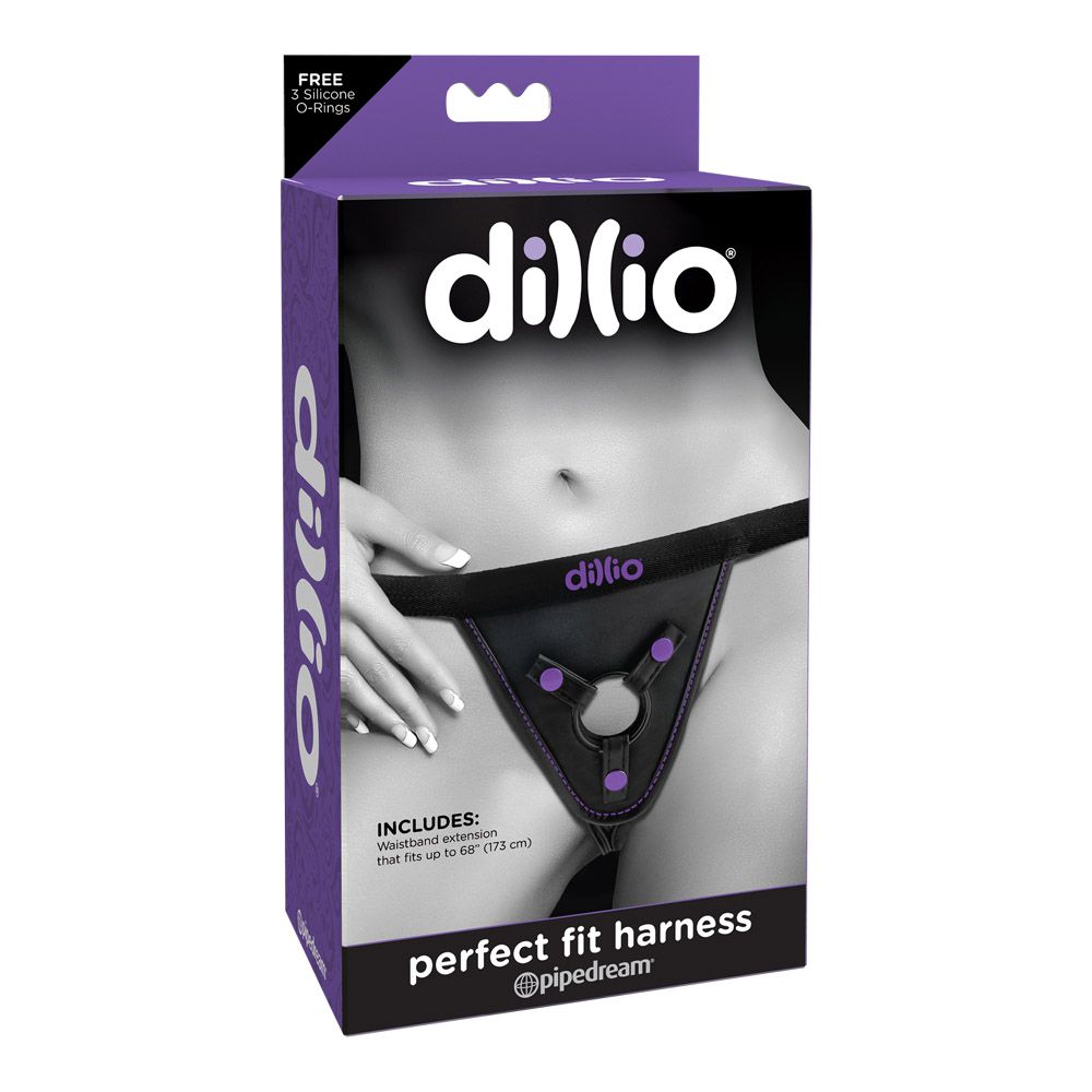 Dillio Perfect Fit Harness Strap On Harness Sort Og Lilla fra Fantasy X-tension