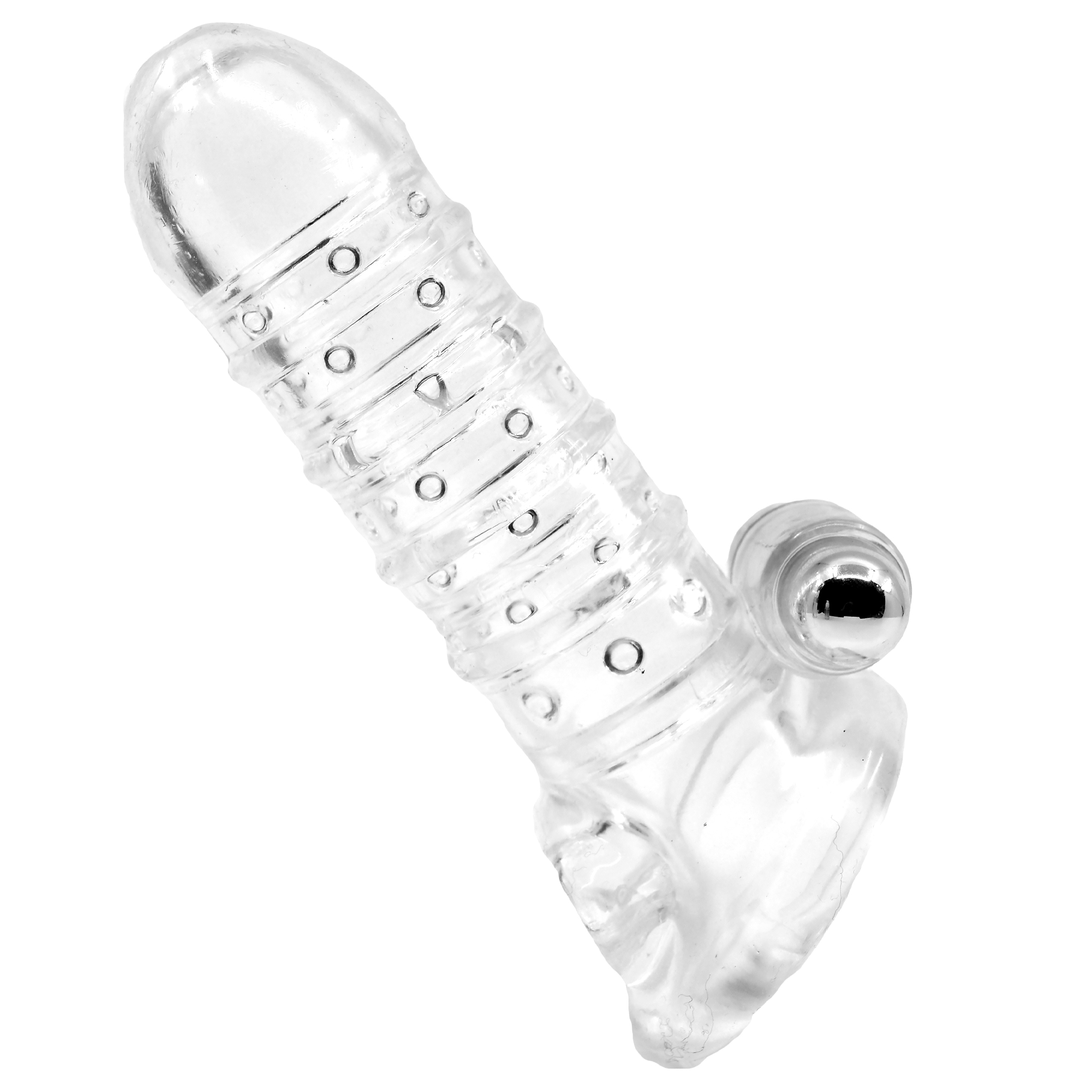 Ribbed Cock Extension Clear fra Cock Master