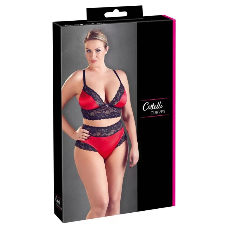 Plus Size Longline Bh Sæt I Rød Og Sort fra Made By Lei