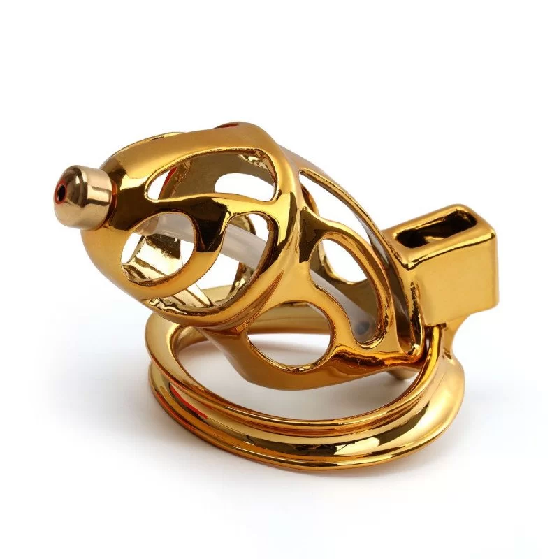Sevanda Urethral Chastity Cock Cage  Gold fra Made By Lei