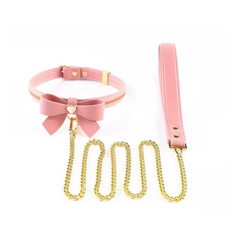 Sevanda Love Heart Butterfly Leather Collar   Pink fra Made By Lei