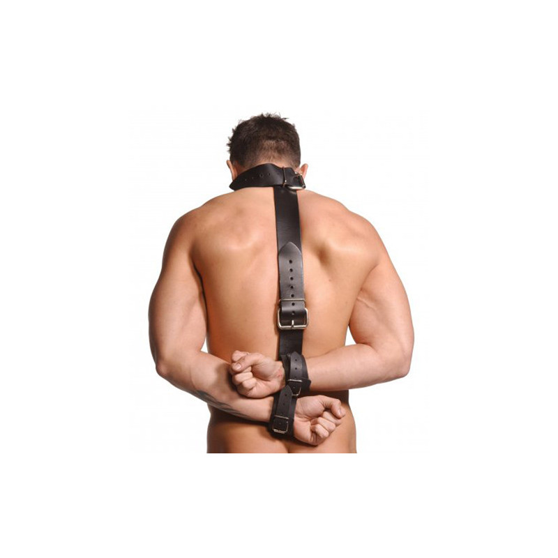 Strict Leather Neck Wrist Restraint fra Made By Lei