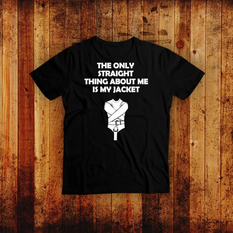 The Only Straight Thing About Me Is My Jacket Bdsm T Shirt fra Made By Lei