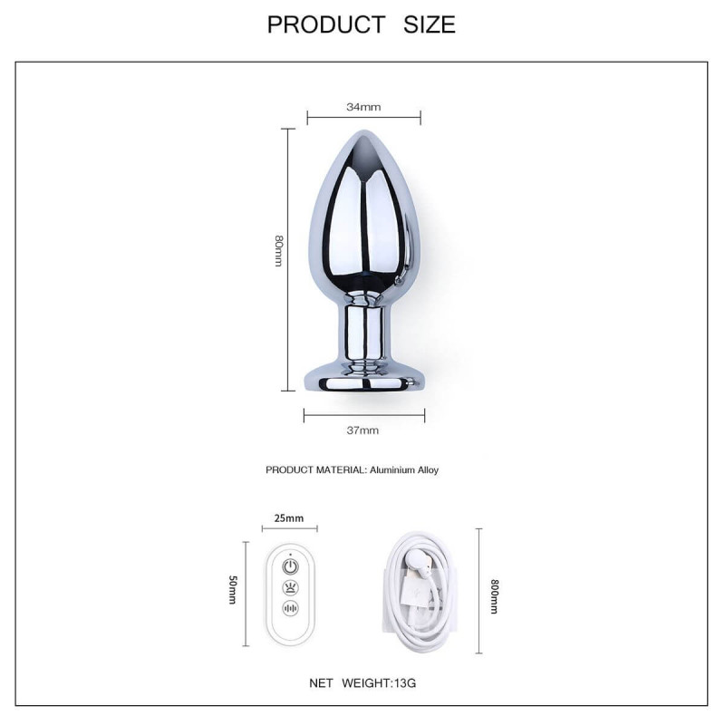 Vibrating Aluminum Led Buttplug Medium fra Made By Lei