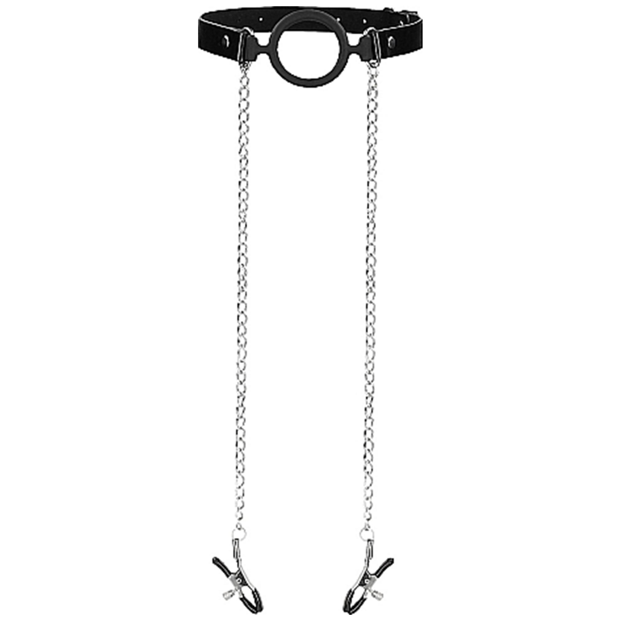 O Ring Ball Gag W. Nipple Clamps fra Ouch